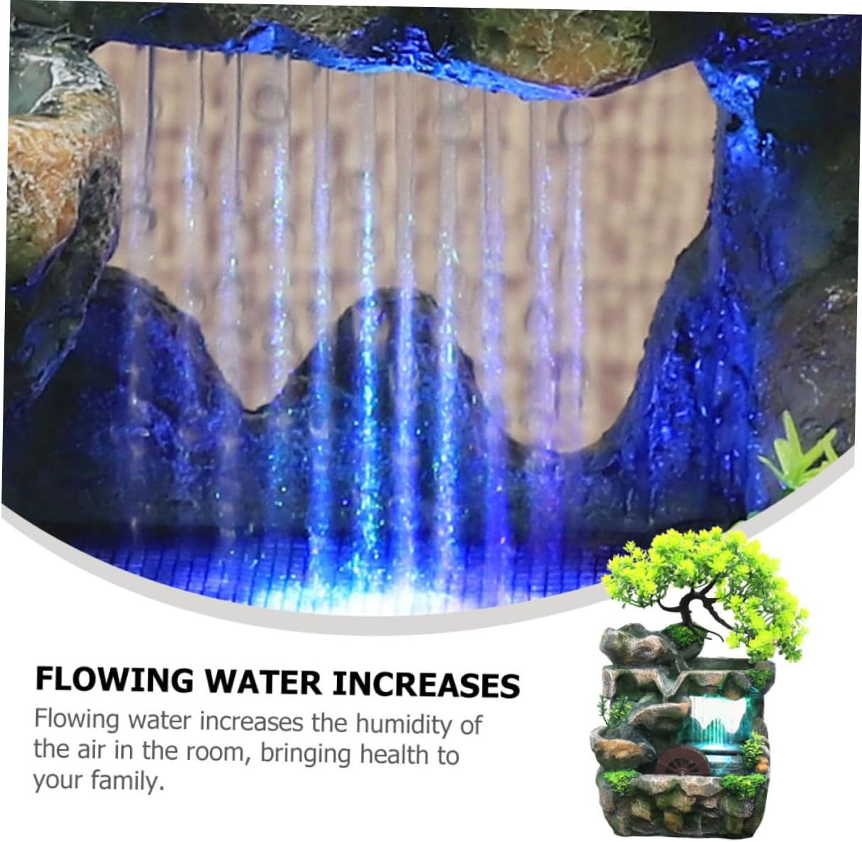 Zen Waterfall Desk Fountain for Decoration Artistic Indoor Tabletop Water Feature with Realistic Cascading Flow Calming Circulation Stylish Home and Office Ornament with US Plug