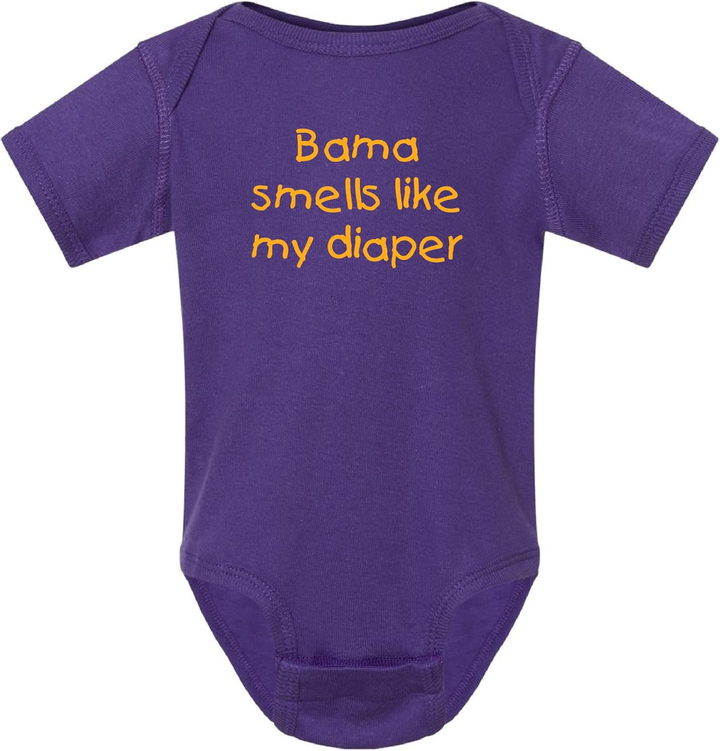 LSU Fan Baby BamaSmells Like My Diaper Cute Baby Bodysuit Outfit