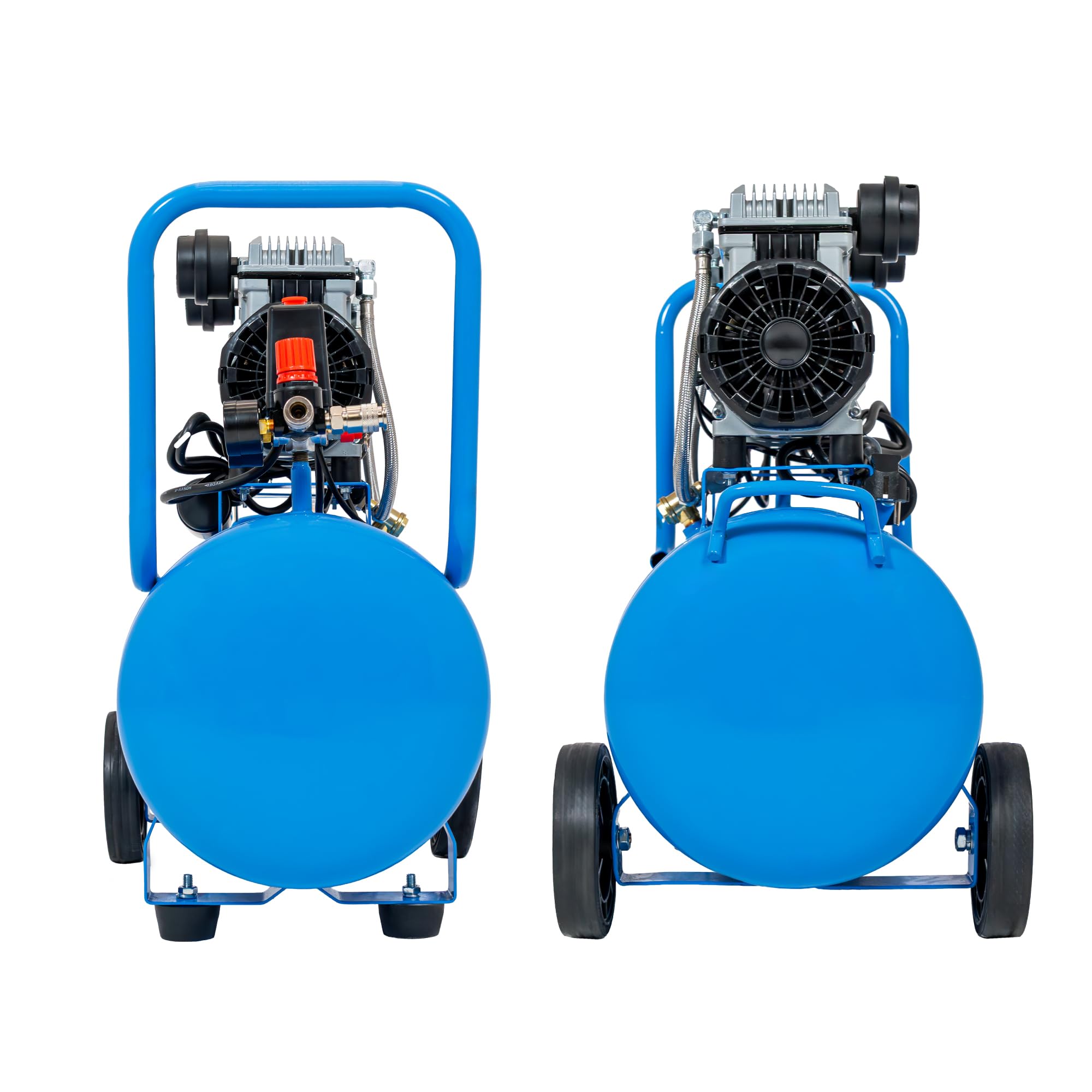 Compressore d'aria 50L, 8 Bar, 1500W / 3000W, oil-free o lubrificato ad olio, 250–380 l/min, 1/4", 2 uscite, manometro, riduttore di pressione, per officina, garage e pneumatici (2T-50L)