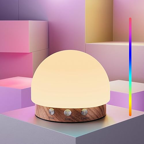 Lámpara de mesita de noche, modo de sincronización de música y modo RGB Lámpara de noche regulable para dormitorio, lámpara LED de silicona con