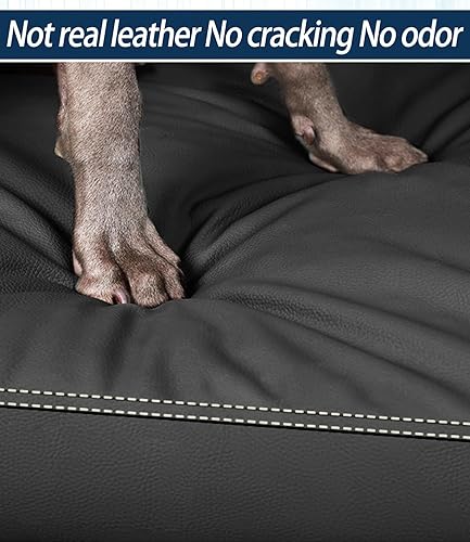 Miniatura 2 de Cama mediana para perros con funda de piel sintética extraíble lavable, antideslizante, para mascotas de hasta 30 libras Negro,Marrón