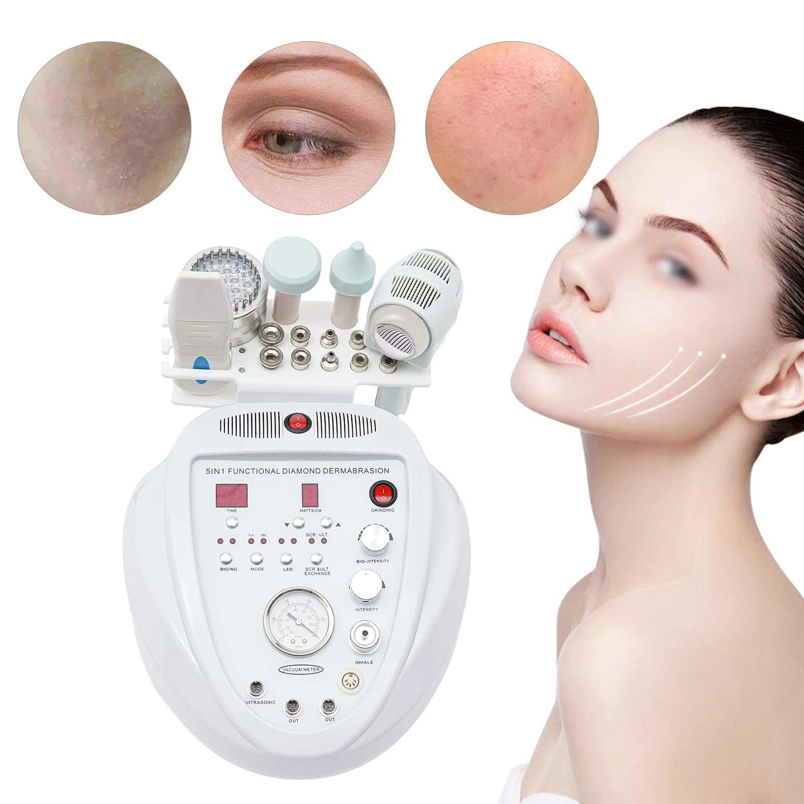 Macchina per microdermoabrasione diamantata, per la cura della pelle del viso, per la dermoabrasione, per viso, braccia, vita, addome, 30 x 29 cm