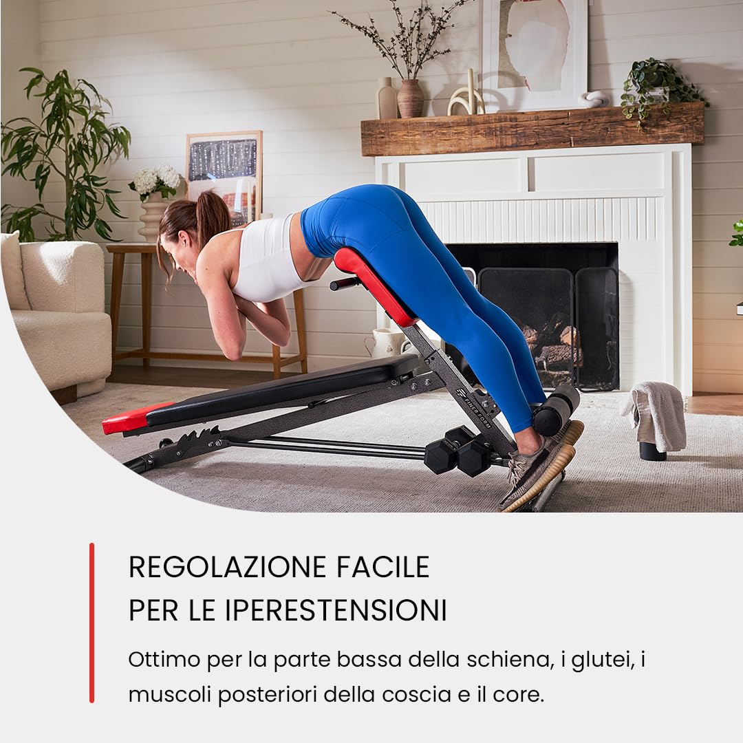 Panca multifunzione per allenamento completo del corpo, per iperestensioni lombari e sedia romana, panca regolabile per addominali/sit up, panca declinata, panca piana