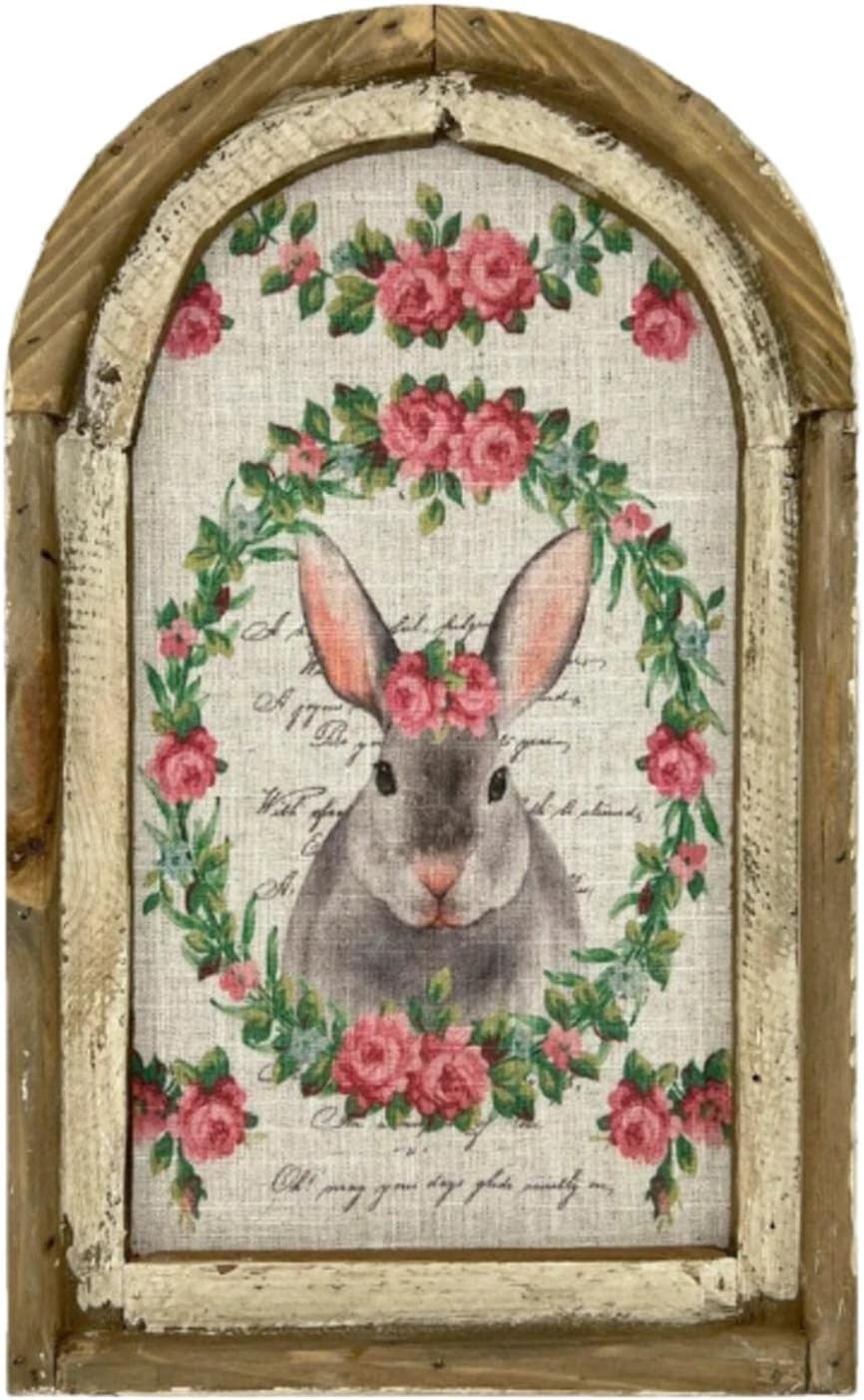 ATORSE® Easter Rabbit Wall Art Farmhouse Distressed Easter Pediments For Kitchen Style B