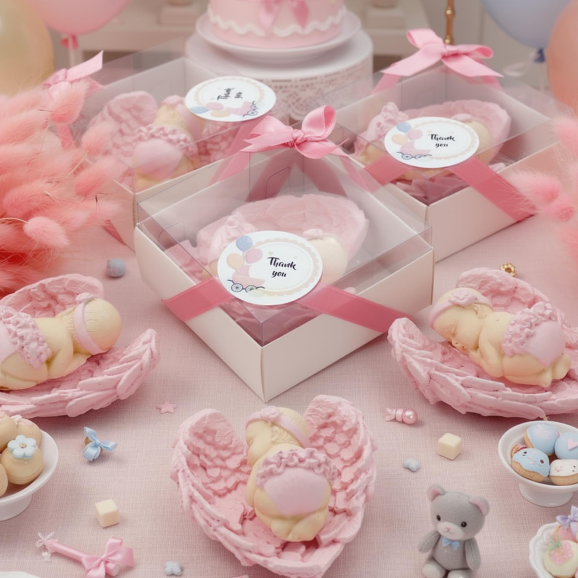 Gastgeschenk Taufe, 20 stückTaufgeschenk Gäste, Geschenk-Set für Babypartys für Taufe,Geschenk zur weiße Flügel blau Baby, Kommunionsgeschenke,Schön, dass Du da bist