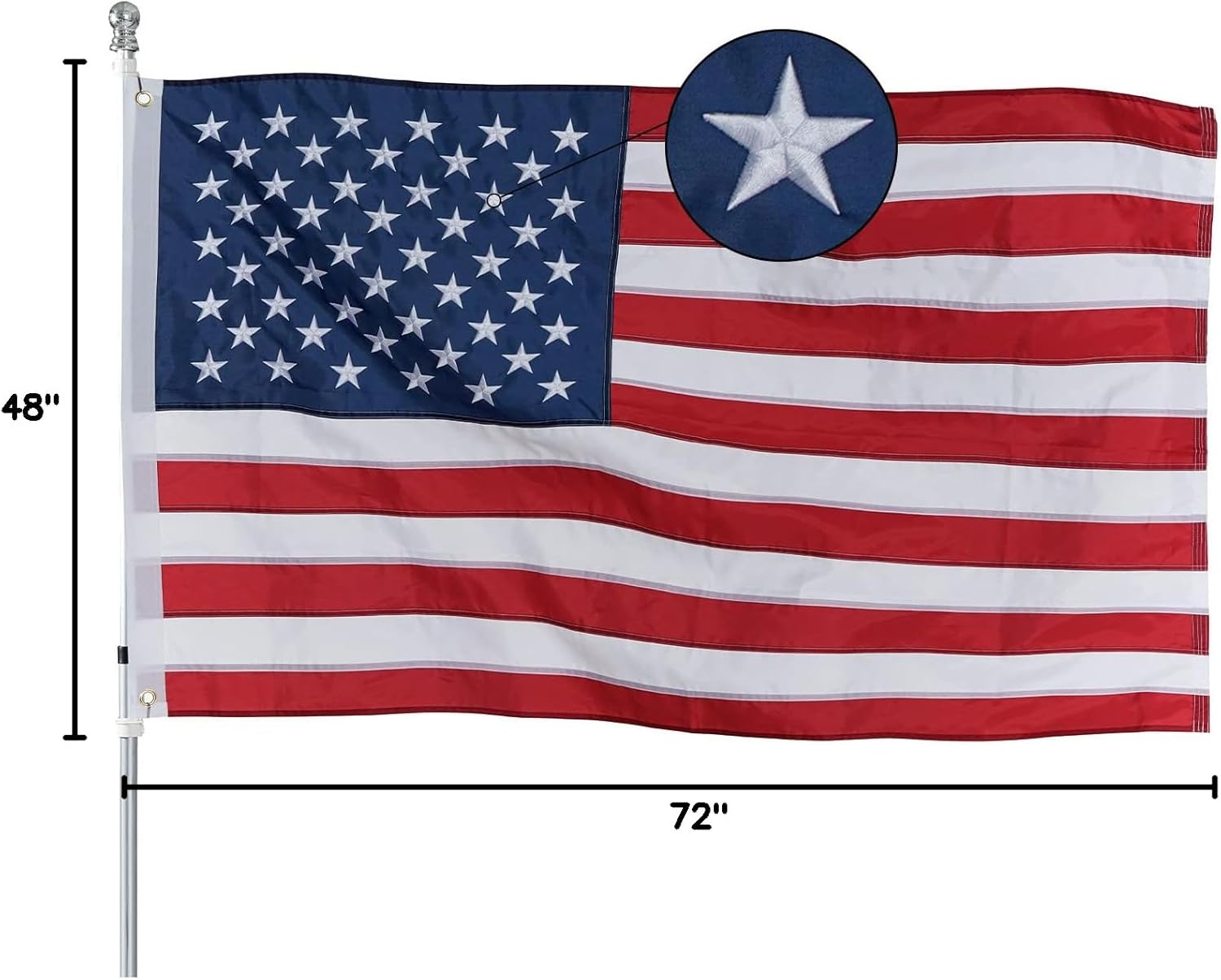 AMZFLAG American Flags for Outside 4x6 ft, Embroidered USA US Flag Heavy Duty United States Flags, America Flag High Wind for Wall House 250th Anniversary Decoration