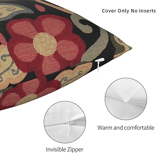 Miniatura 3 de Fundas de almohada contemporáneas con diseño floral, rojo, naranja y negro, decoración del hogar, sofá, rústico, para sala de estar, dormitorio,
