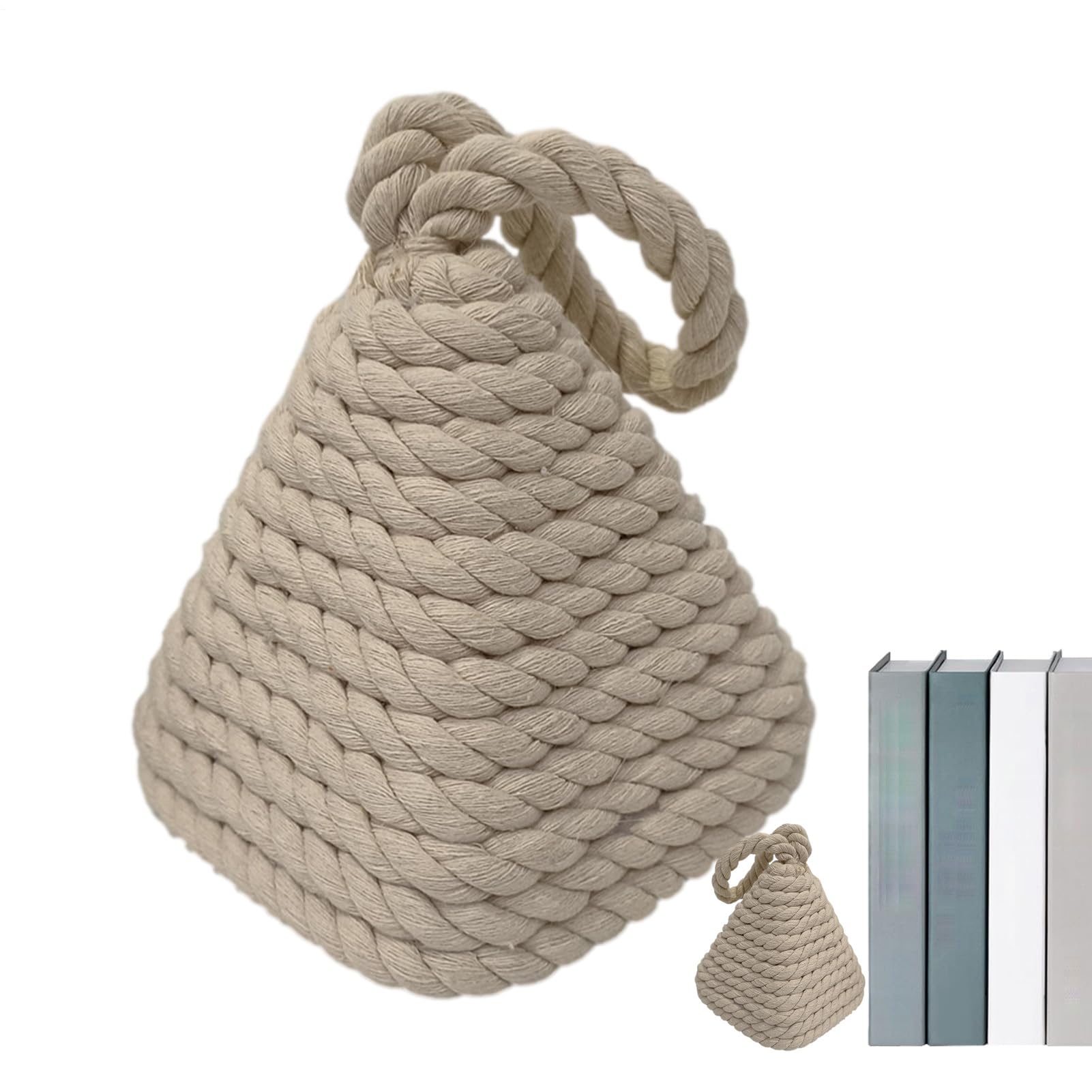 Tope de puerta – Tope de puerta de suelo, accesorio de mimbre natural | Tapón de puerta fiable de estilo náutico ancho, fácil de usar, antideslizante, tope de puerta de seguridad para suelos de mad