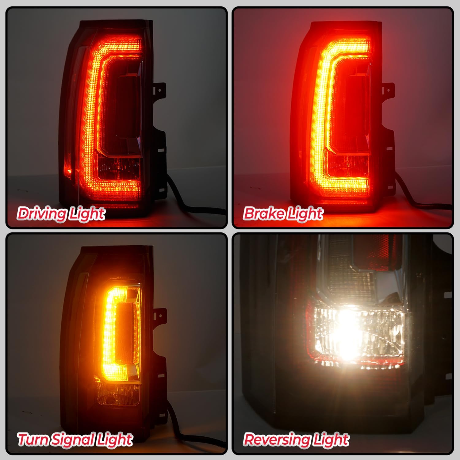 LED Tail Lights Assembly Compatible With 2015 2016 2017 2018 2019 2020 GMC Yukon/ Yukon XL Left Driver Side Brake Turn Signal Rear Taillights Assembly With Bulb Replace GM2801268 23380460 84536243
