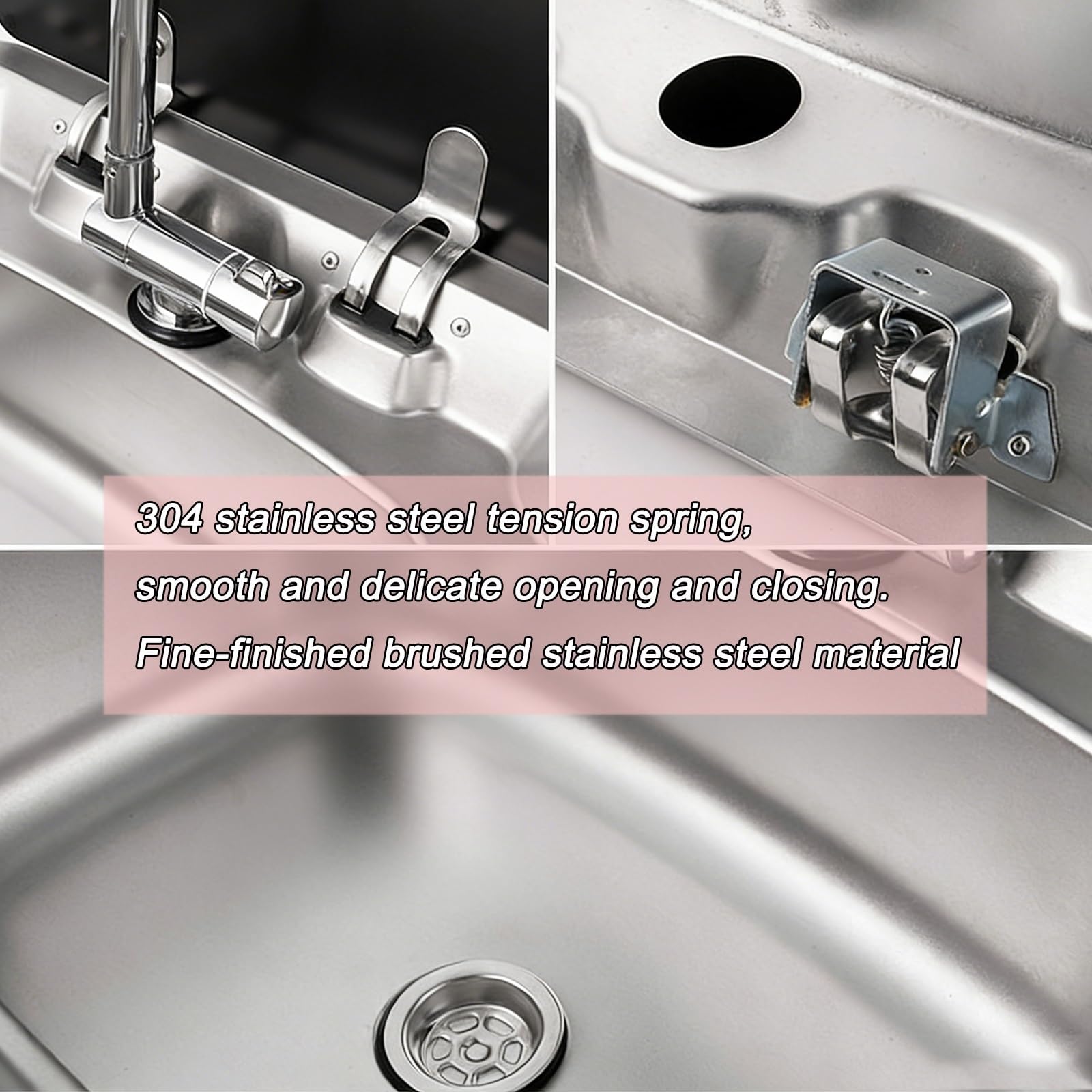 Fregadero Camper con Tapa, Lavabo Caravana con Grifo Plegable, Fregadero Empotrable, Material de Acero Inoxidable, Adecuado para Remolques y Caravanas