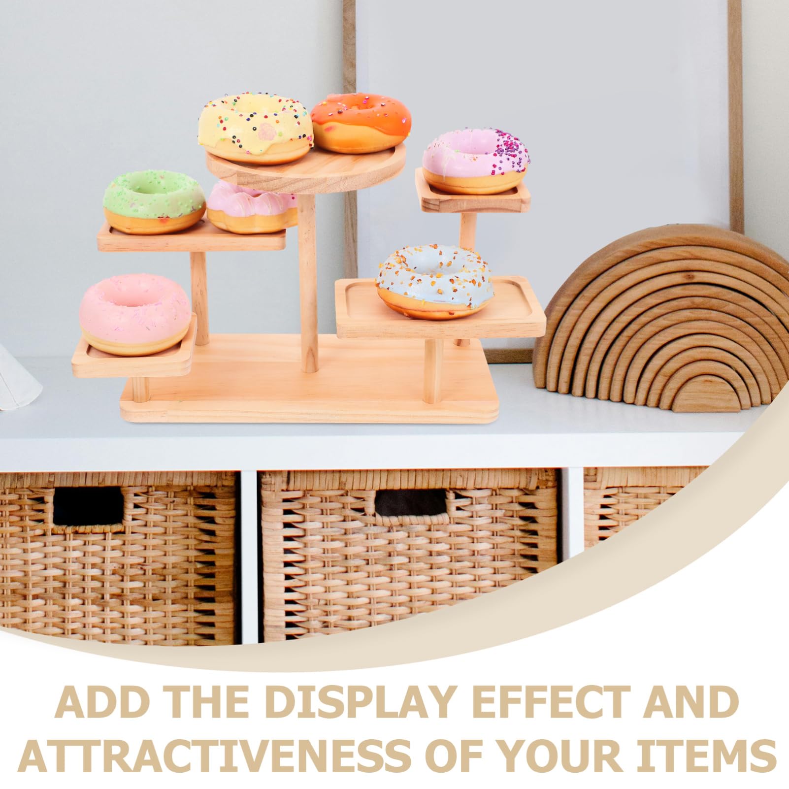 Expositor De Madera con Elevadores Organizador De Suculentas Decoración para Sala De Estar
