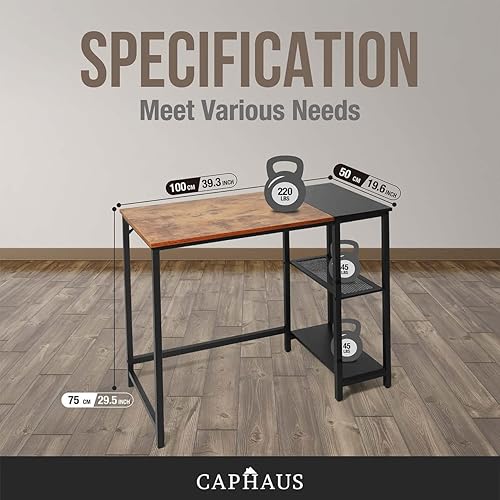 Miniatura 14 de CAPHAUS Escritorio en forma de L de 51 pulgadas con estantes de 2 niveles y capacidad de 220 libras, estación de trabajo esquinera para oficina en