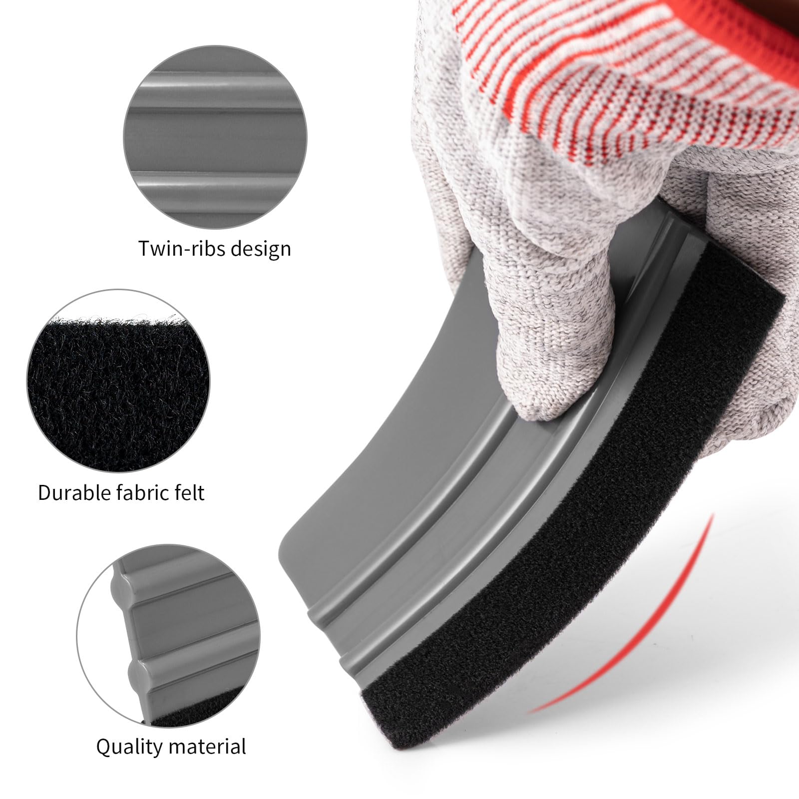 NEWISHTOOL 100 Stück Vinyl-Rakel für Vinyl, flexibler Kunststoff-Rakel mit Stofffilz für Vinylfolie und Blasenentfernung, grafische Aufkleber, Schaber, klassische Vinyl-Wickelwerkzeuge