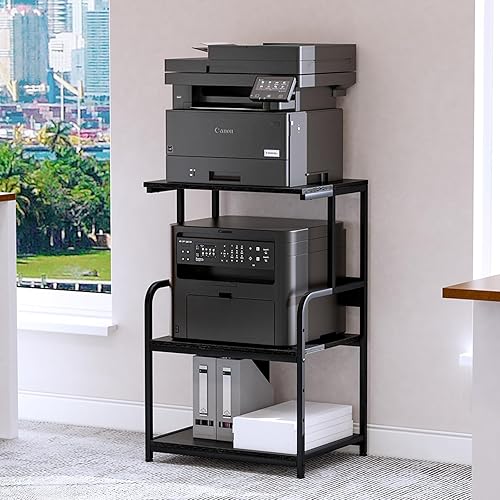 Printer Stand with Storage Shelf,3 Tier Printer Cart with Wheels,Mobile Printer Table for Home Office,Stands for Printer Heat Press Scanner