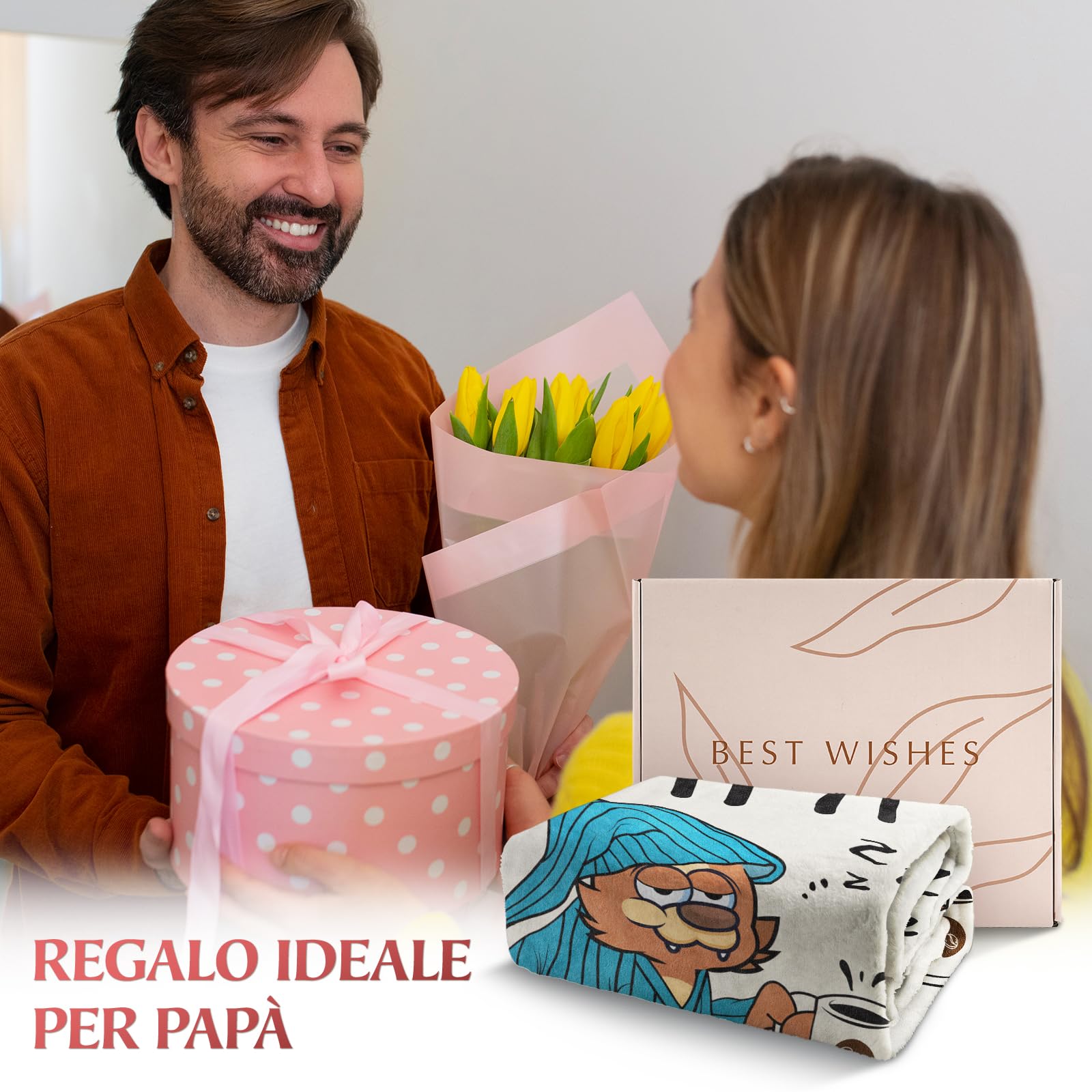 Niyewsor Regalo Papà Natale, Regalo per Papà Coperta, Regalo Papà Compleanno, Idee Regalo Papà, Festa del Papà Natale Regali per Papà da Figlia Figlio, 130×150cm
