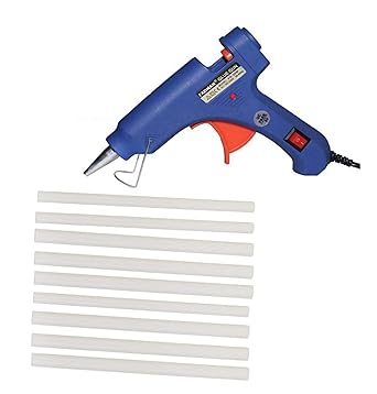 Fadman Electric 20W Blue Mini Hot Melt Glue Gun With 9 Pcs Hot Melt Glue Stick Standard Temperature Corded Glue Gun (7 mm)