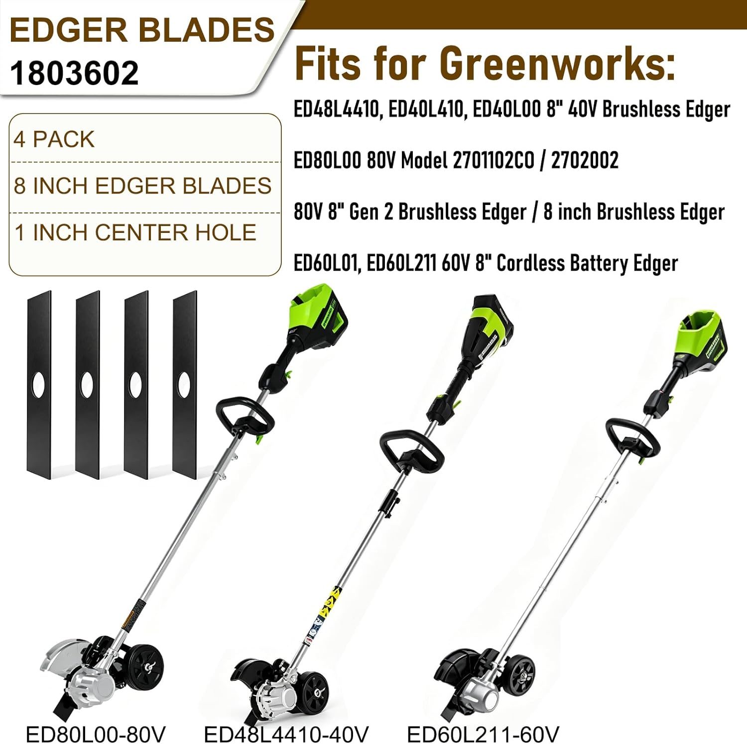 4 PC 8" Edger Blades for STIHL FC 56 C-E/FC 91 /FC 70 /FC 111Gas-Powered Curved Shaft Edger/FCB KM/FCS-KM Straight Lawn Edger/FCA 140 Edger, 8in. Blade view 5