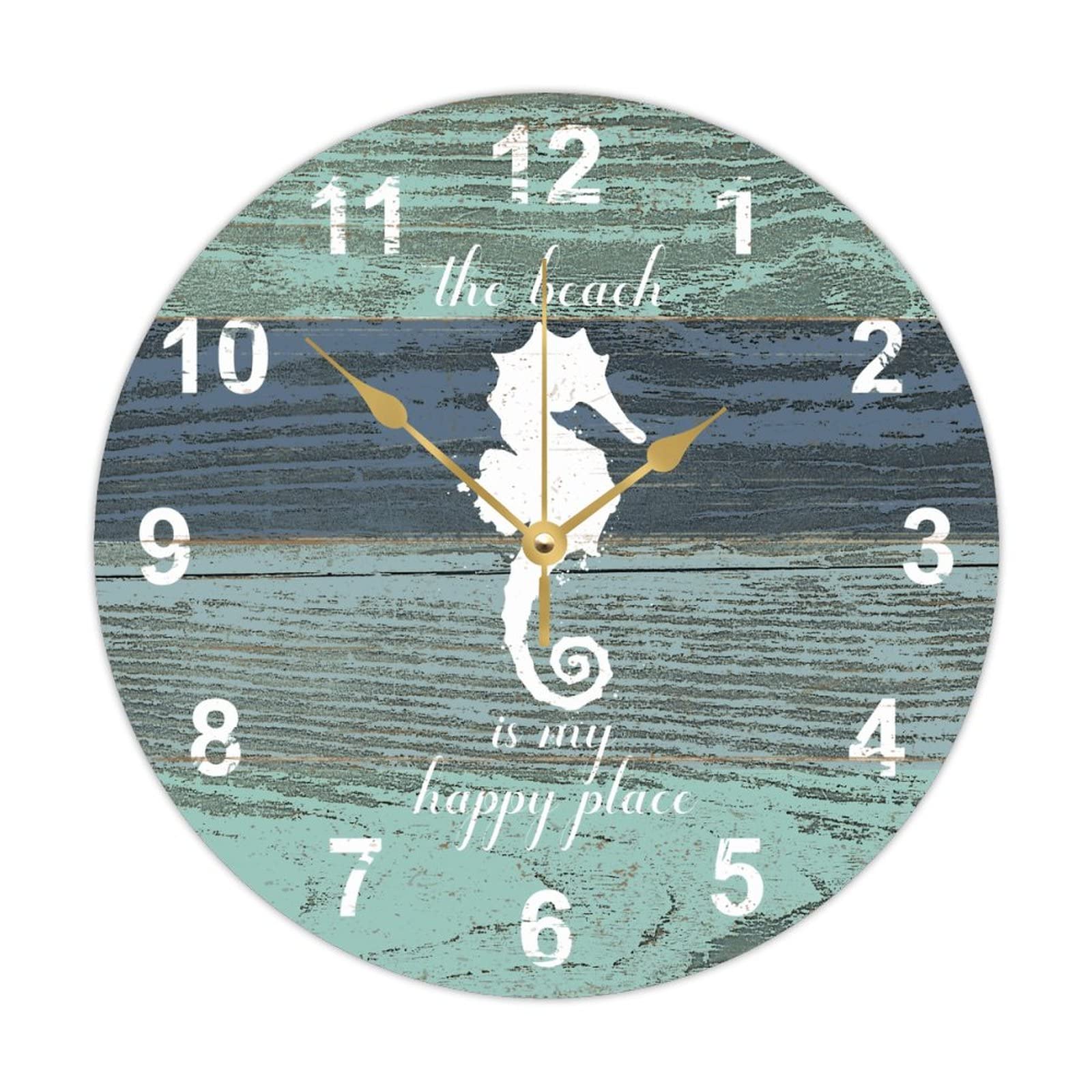 Horloge ronde en bois design hippocampe déco authentique