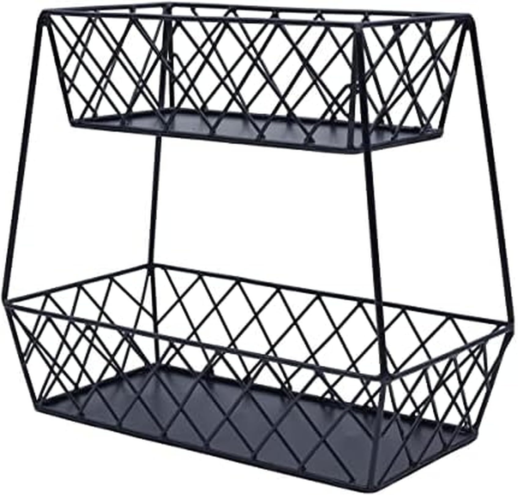 Mikasa Gourmet Basics Lattice 2-Tier Fruit and Vegetable Storage Cart, Handcrafted Iron Basket with Open-Wire Design for Freshness - Ideal for Kitchen, Pantry, Household Organization