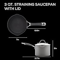 Vista 2 de Circulon Radiance - Cacerola antiadherente con revestimiento duro y colador de 3 cuartos de galón, color gris