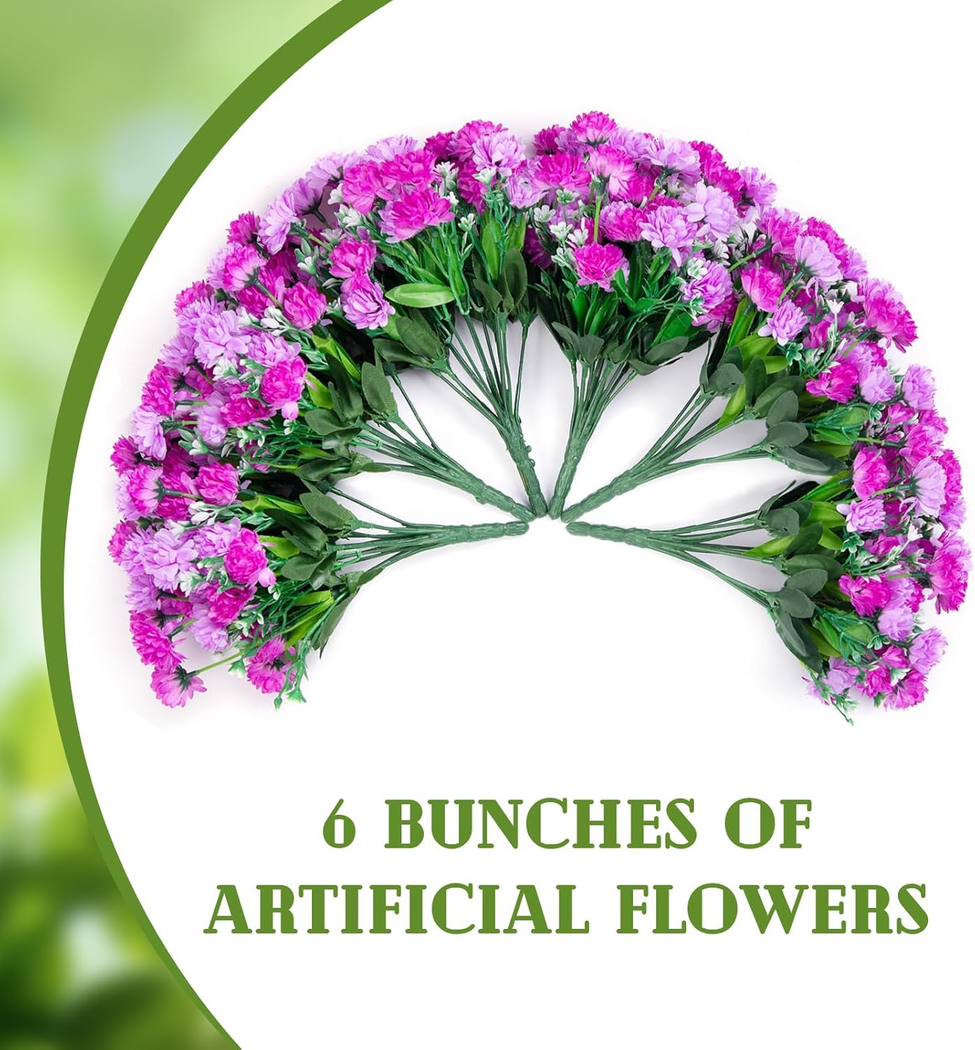 Ammyoo Artificial Flowers for Outdoors Decoration, 6 Bundles Silk Marigold Flower UV Resistant Look Real Faux Plants for Garden Porch Planter Patio Balcony Yard Home Decor (Double Purple)