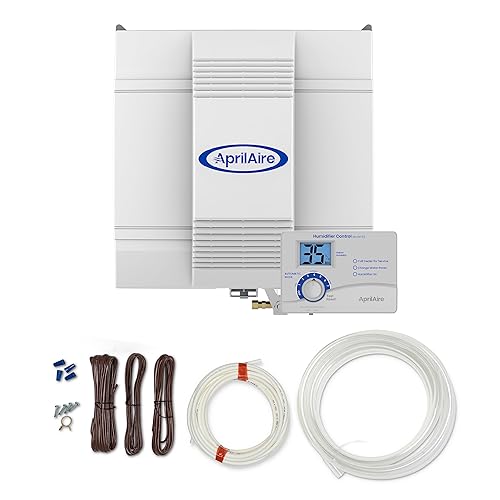 AprilAire Humidificador evaporativo alimentado por ventilador para toda la casa con control digital automático para hasta 5,300 pies cuadrados + kit