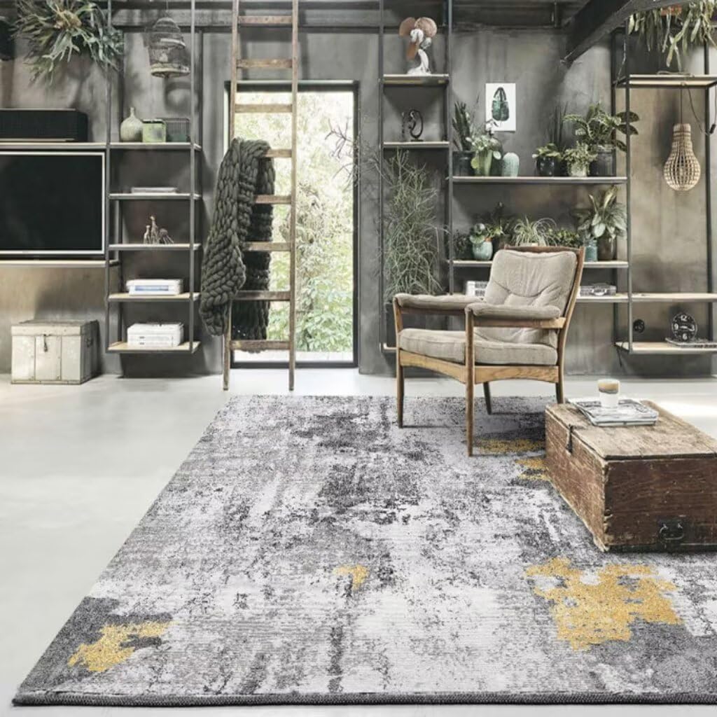 Tapis de zone moderne gris en textile naturel durable 170x240cm pour intérieur chic