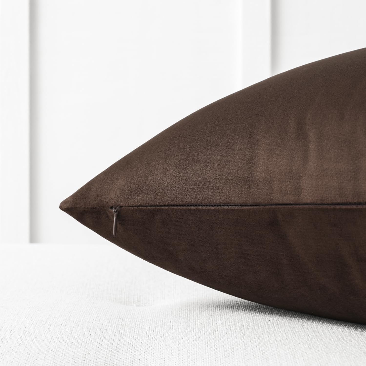 Mixhug Decorative Throw Pillow Covers, Velvet Cushion Covers, Solid Throw Pillow Cases for Couch and Bed, Coffee Brown, 26 x 26 Inches, Set of 2