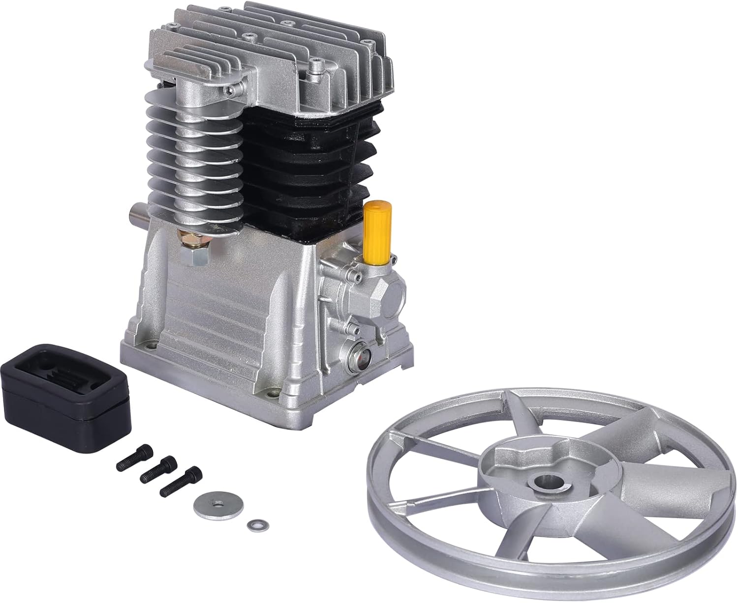 Air Compressor Pump Head, 2HP Air Compressor Pump, 1.5KW 115PSI V Air Compressor Pump Faster Inflation & Low Noise (Silver)