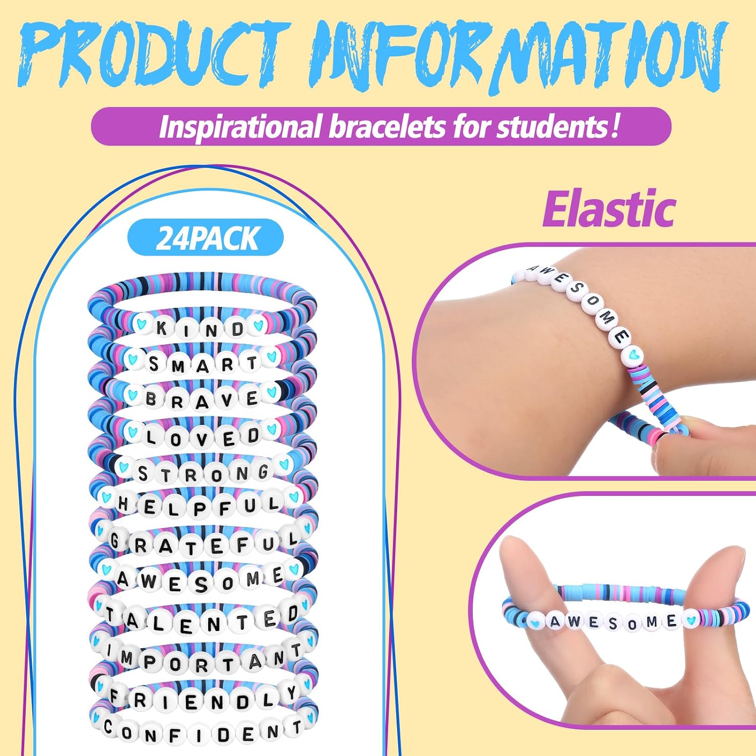 Liliaafar 24 Pcs Friendship Bracelet Bulk Pink Blue Fall Students Gift