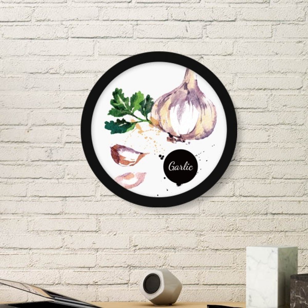 Ail Aquarelle Cadre Rond Noir Idée Cadeau Originale Crémaillère Cuisine