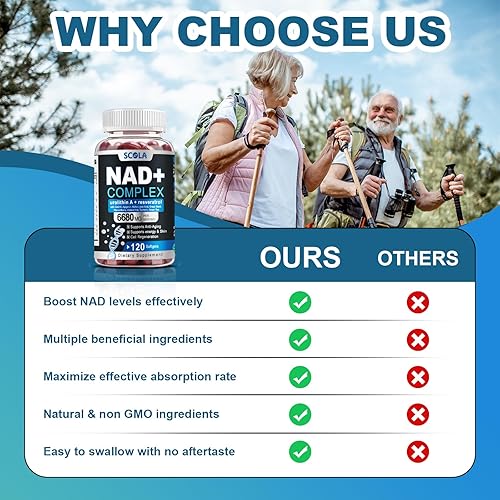 Miniatura 6 de SCOLA Suplemento NAD de 6680 mg extra fuerte, NAD liposomal con resveratrol, NAD Plus Boosting para antienvejecimiento, salud celular, cápsulas
