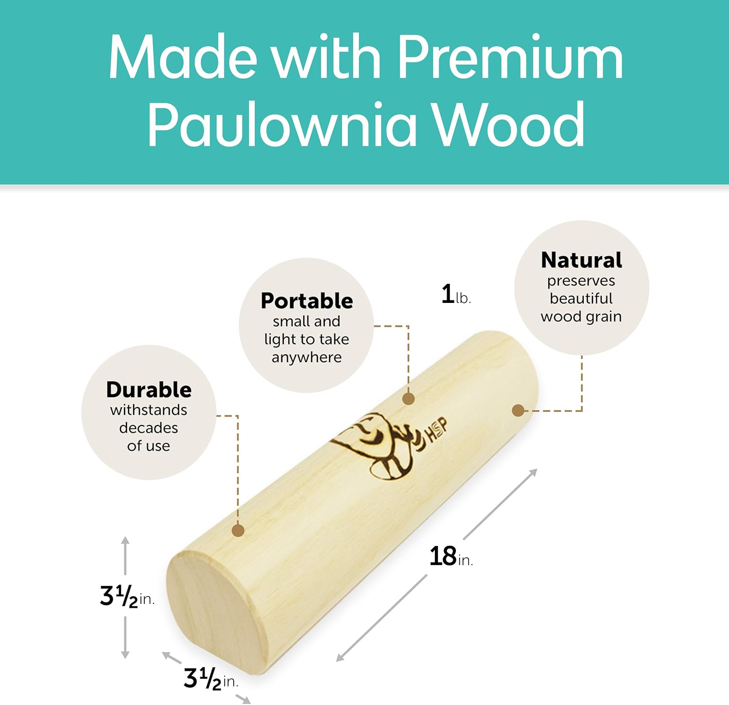 HSP Leg Wooden Pillow and Ankle Massager for Fatigue, Muscle Pain Relief | Foot Massager, Women Knee Pillow for Better Circulation, Made of Paulownia Wood