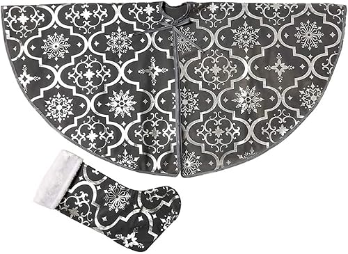 Miniatura 94 de Pie de árbol de Navidad FLASH WORLD, con estampado de nieve (color blanco, 36 pulgadas)