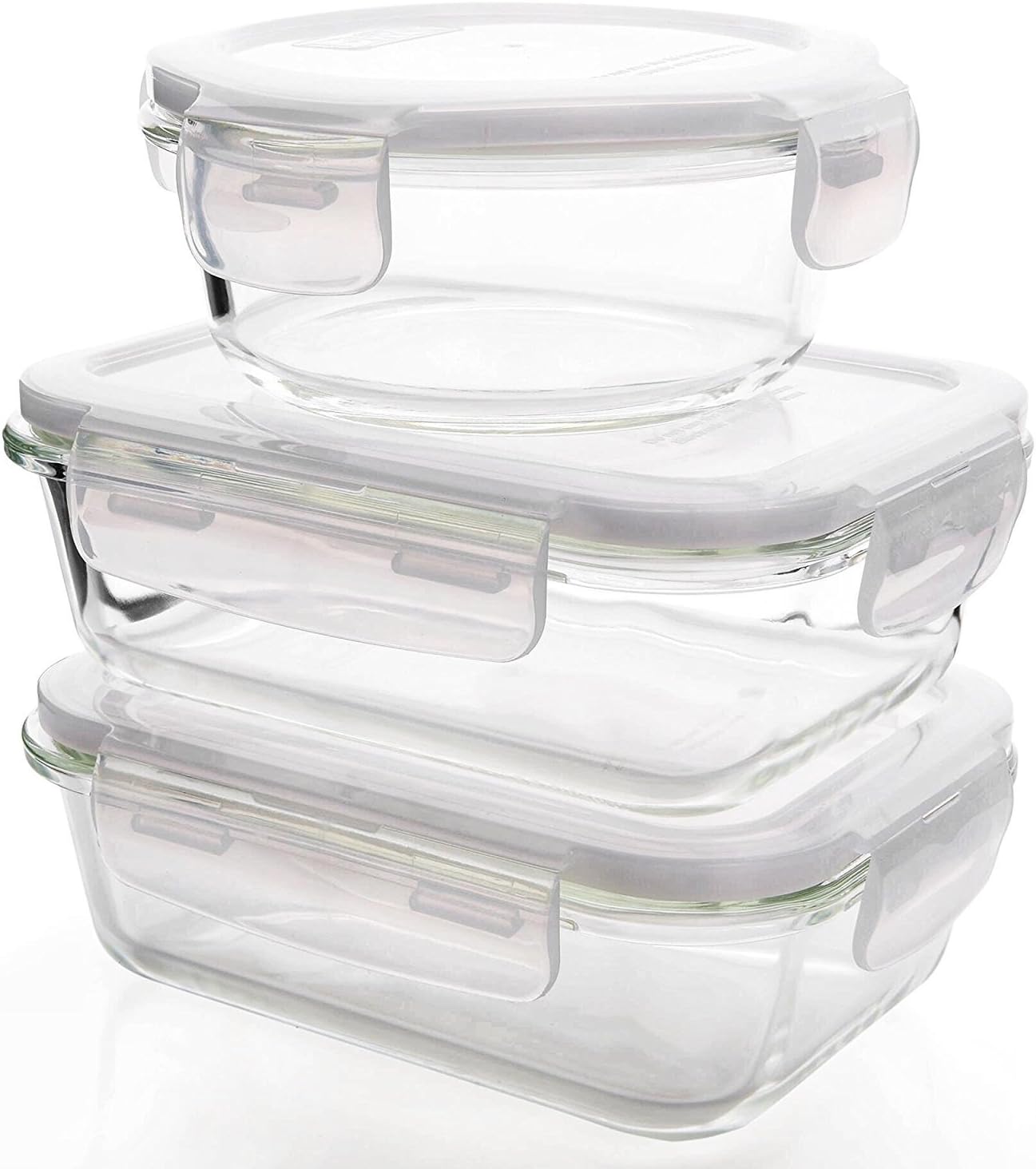 Glassik Microwavable Borosilicate Glass BPA Free Food Storage Container with Lid - Set of 3