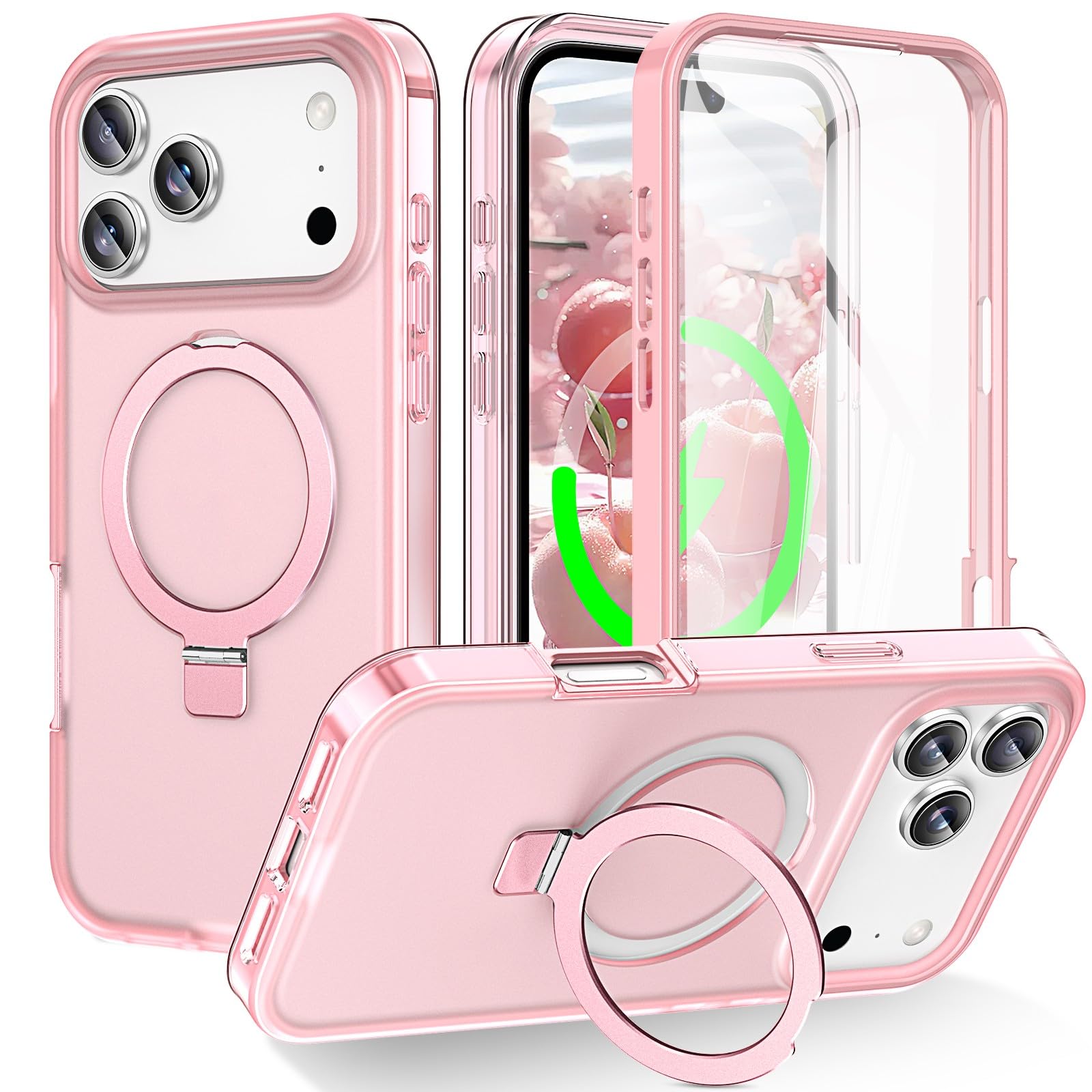 Coque iPhone 17 Air magnétique rigide finition silicone premium rose