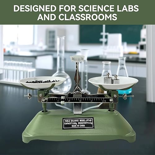 Miniatura 3 de TADA Báscula mecánica de equilibrio de 7.05 oz0.01 oz con pesos de calibración para laboratorio de ciencias y herramienta de enseñanza en el aula