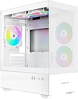 Vista 10 de Apevia Prism-WH Prism Micro-ATX Caja de PC de Juego Cubo con 5X Ventiladores ARGB de 120mm, 366 Modos RGB, Paneles de Vidrio Templado Dobles