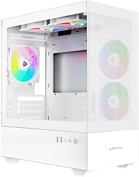Apevia Phantom-MESH-WH Phantom Micro-ATX Dual-Chamber Mesh Gaming PC Case w/ 5X 120mm ARGB Fans, 366 RGB Modes, Mesh Airflow Performance Front Panel, 240mm Radiator Support, 2X USB3.0, HD Audio, White