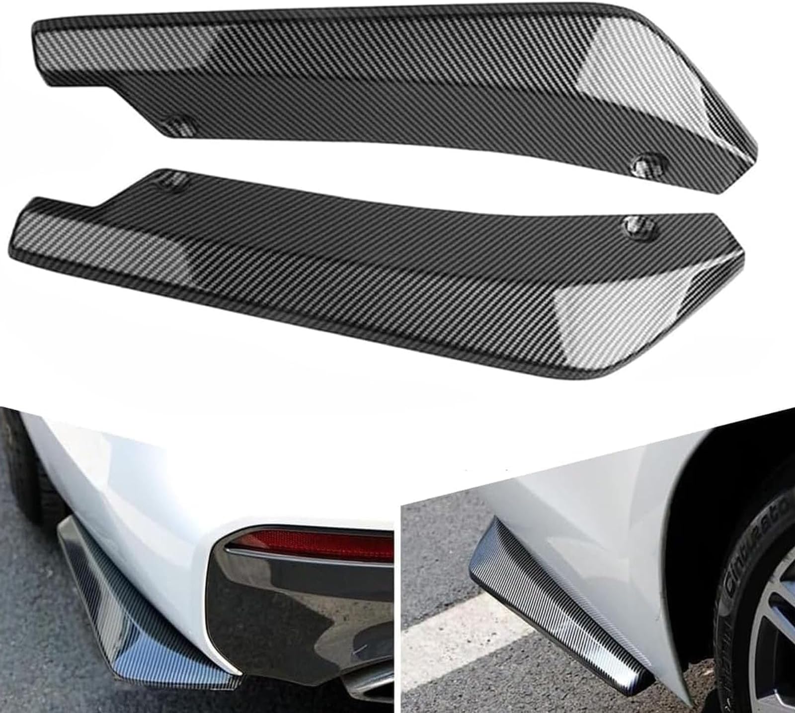Car Rear Bumper Lip Diffuser for Lexus IS300h/ ES300h/ LS 500h, Rear Bumper Canard Diffuser Splitter Protector Wrap Angle Spoiler for Side Fender Skirt Lip,B/Carbon Black