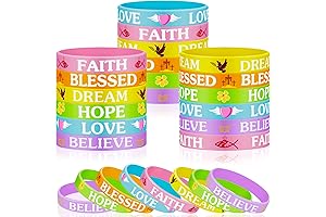 48 Pcs Easter Motivational Silicone Bracelet Bulk Inspirational Rubber Wristbands Faith Blessed Hope Dream