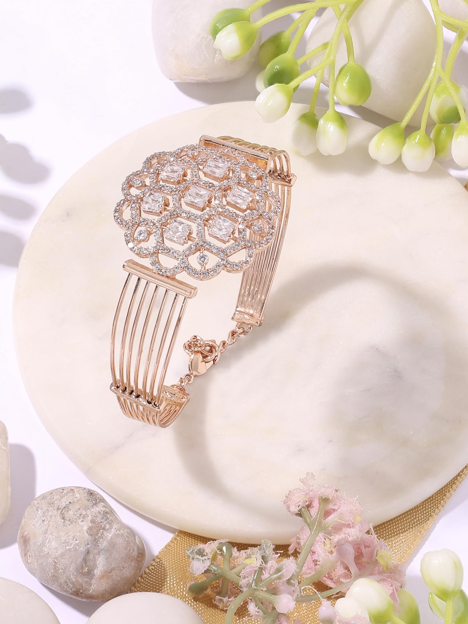 CZ Brass Kada Bracelet - Women's Jewelry Accessory