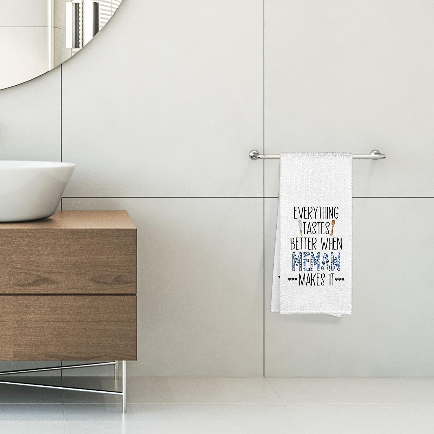 Memaw Gifts Kitchen Towels Decorative 16x24, Memaw Dish Towels Cloths Dishcloths Tea Towel Gifts for Mother's Day, Best Grandma Gift from Grandson Granddaughter Kitchen Hand Towel Decor image 5