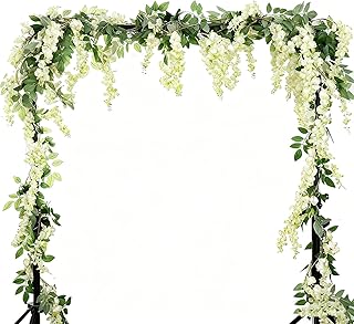 Wisteria Artificial Flowers Garland, 2 Pcs Artificial Wisteria Vine Silk Hanging Flower for Home Garden Outdoor Ceremony W...