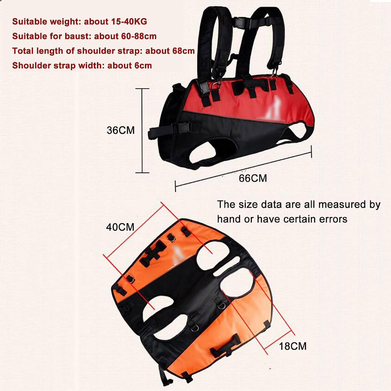 Genérico Mochila para Perros con Correa Pectoral Ajustable, De 15 A 40 Kg, con Soporte para Lesiones Articulares, Adecuada para Senderismo Y Montañismo Al Aire Libre (Blue)