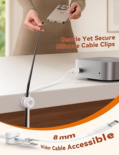 Miniatura 2 de Paquete de 8 clips organizadores de cables JOYROOM 1s bloqueo a presión lateral Soporte de cable de silicona para gestión de cables, clips adhesivos