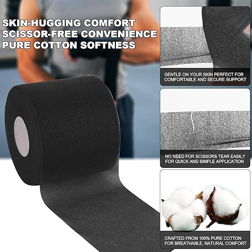 Miniatura 3 de NAICHA 2 rollos de cinta atlética de 65.6 pies por rollo, cinta de espuma deportiva atlética rosa para tensiones y esguinces, sin residuos pegajosos