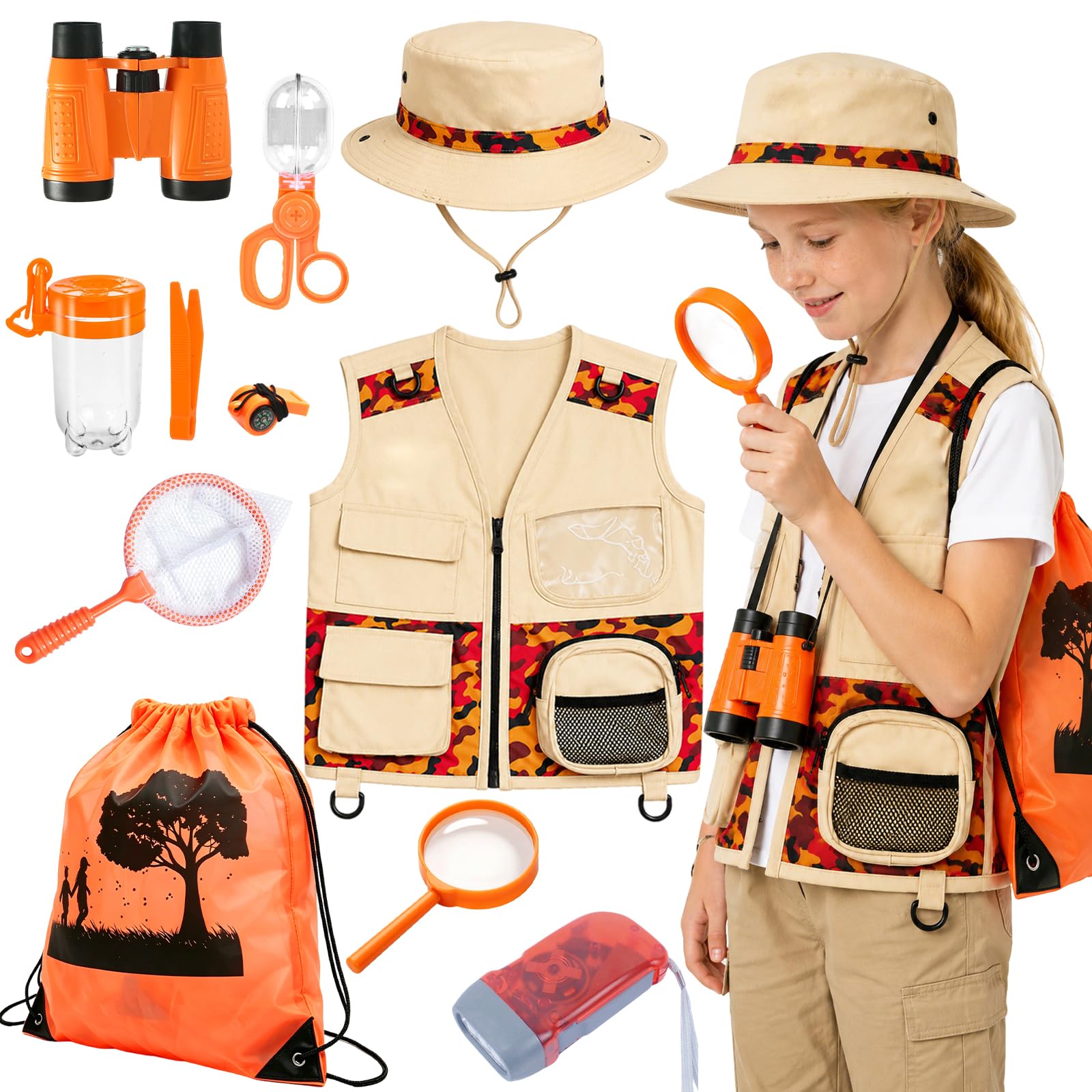 Explorer Costume Kids 11 Pcs Kids Bug Explorer Kit Safari Costume kid 3-9Y