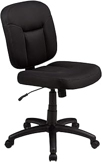 Amazon Basics - Oficina , Silla escritorio (respaldo bajo), Negro, 47cmW×63cmD×88-97.5cmH