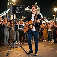 Vista 9 de Escudo de Aislamiento de Micrófono con Soporte de Panel Curvado para Micrófono, Escudo de Micrófono Plegable con Triple Aislamiento de Sonido